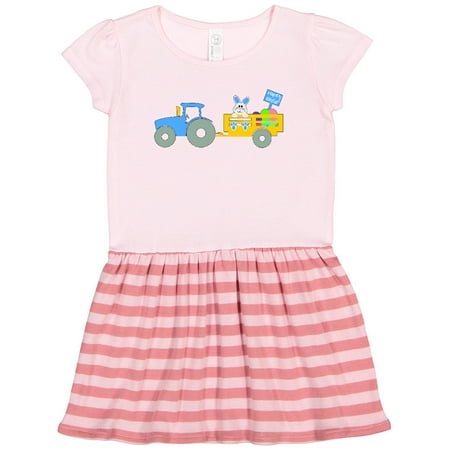 

Inktastic Happy Easter Cute Bunny and Blue Tractor Gift Toddler Girl Dress