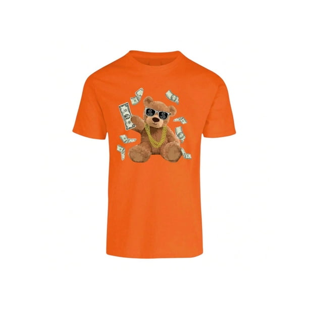 Playera De Oso Millonario Dinero Dolares Billetes Ropa Para Hombre Color Anaranjado Talla Mediana Marca Emil SaEs