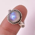 thumbnail image 4 of Navya Craft Rainbow Moonstone Round 925 Sterling Silver Handmade Women Statement Ring Size 4.5, 4 of 4