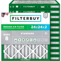 Filterbuy 24x24x2 MERV 8 Dust Defense, Pleated HVAC AC Furnace Air Filters (12-Pack)