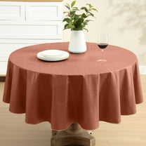 Home Bargains Plus Burnt Orange Café Hotel 70 inch Round Vinyl Dining Tablecloth with Flannel Backing