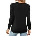 thumbnail image 4 of YUNAFFT Womens Tops Clearance, Women's Fashion Deep Round- Neck Solid Button Long Sleeve Blouse Shirt Top, 4 of 4