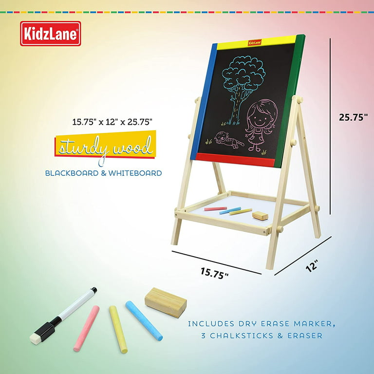 6 in 1 Children Wooden Easel Whiteboard Blackboard Large Kids Drawing Art  Chalk