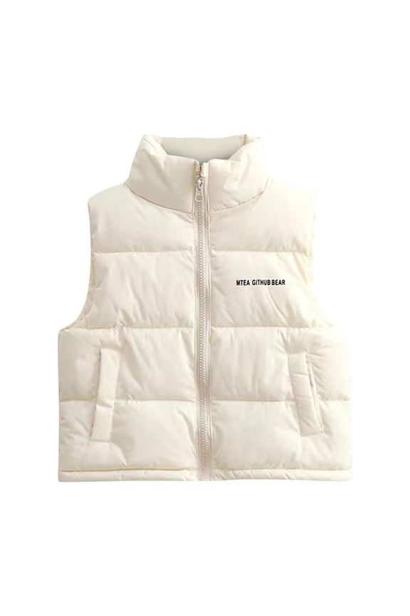 Boys Girls Puffer Vest Kids Zipper Winter Quilted Sleeveless Jacket with Pockets Stand Collar Thickened Warm Coat for Layering Under Coats Play Home 3-15Y
