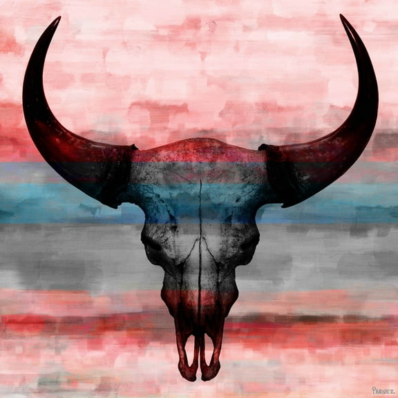 Parvez Taj Pt-Cnpw-62-C-32 32" X 32" "Pastel Skull" Art Print On Stretched Canvas