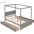 thumbnail image 2 of Wood Canopy Bed with Four Drawers,Full Size Canopy Platform Bed with Support Slats .No Box Spring Needed, Brushed, 2 of 9