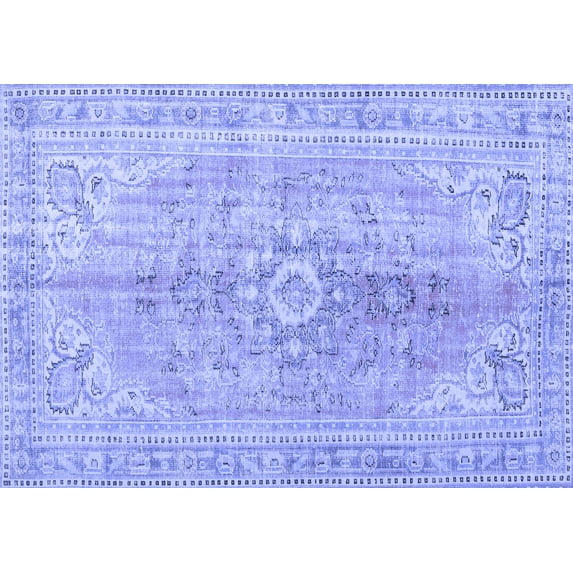 Ahgly Company Machine Washable Indoor Rectangle Persian Blue Traditional Area Rugs, 2' x 3'