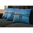 thumbnail image 5 of Ambesonne Nature Throw Pillow Cover 4 Pack, Sunrise Lakehouse Cabin, 20", Blue Orange Grey, 5 of 5