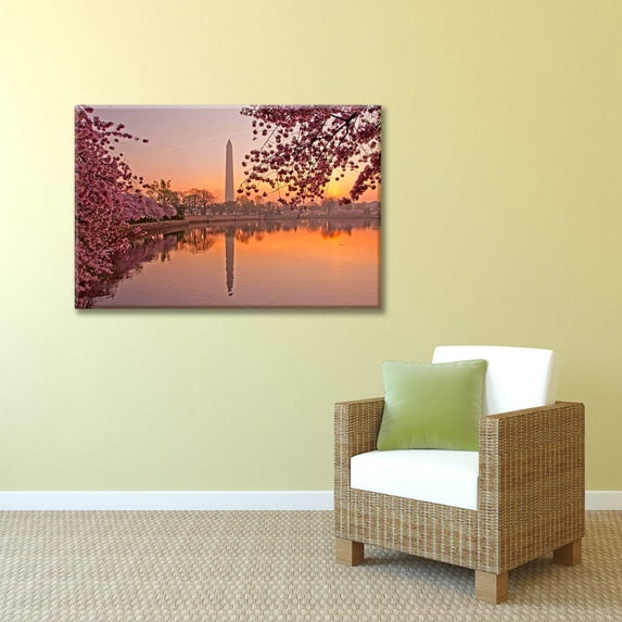 Canvas Prints Wall Art - Cherry Blossom Festival at the National Mall Washington, DC | Modern Wall Decor/ Home Decor Stretched Gallery Wraps Giclee Print & Wood Framed. Ready to Hang - 24" x 36"