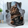 thumbnail image 3 of Ambesonne Cat Fleece Throw Blanket Whimsical Bad Kitty Mug Shot 50"x60" Umber and Pale Blue Grey, 3 of 5