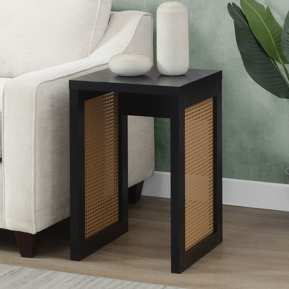 Convenience Concepts Northfield Weave End Table, Black/Beige Barley