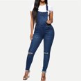 thumbnail image 2 of JGGSPWM Women's Fashion Ripped Distressed Stretch Skinny Fit Jumpsuit Denim Overalls for Women Jeans with Pocket Dark Blue XXL, 2 of 6