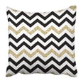 thumbnail image 1 of RYLABLUE Black Geometric Chevron Glittering Golden Yellow Glitter Pillowcase 16x16 inch, 1 of 1