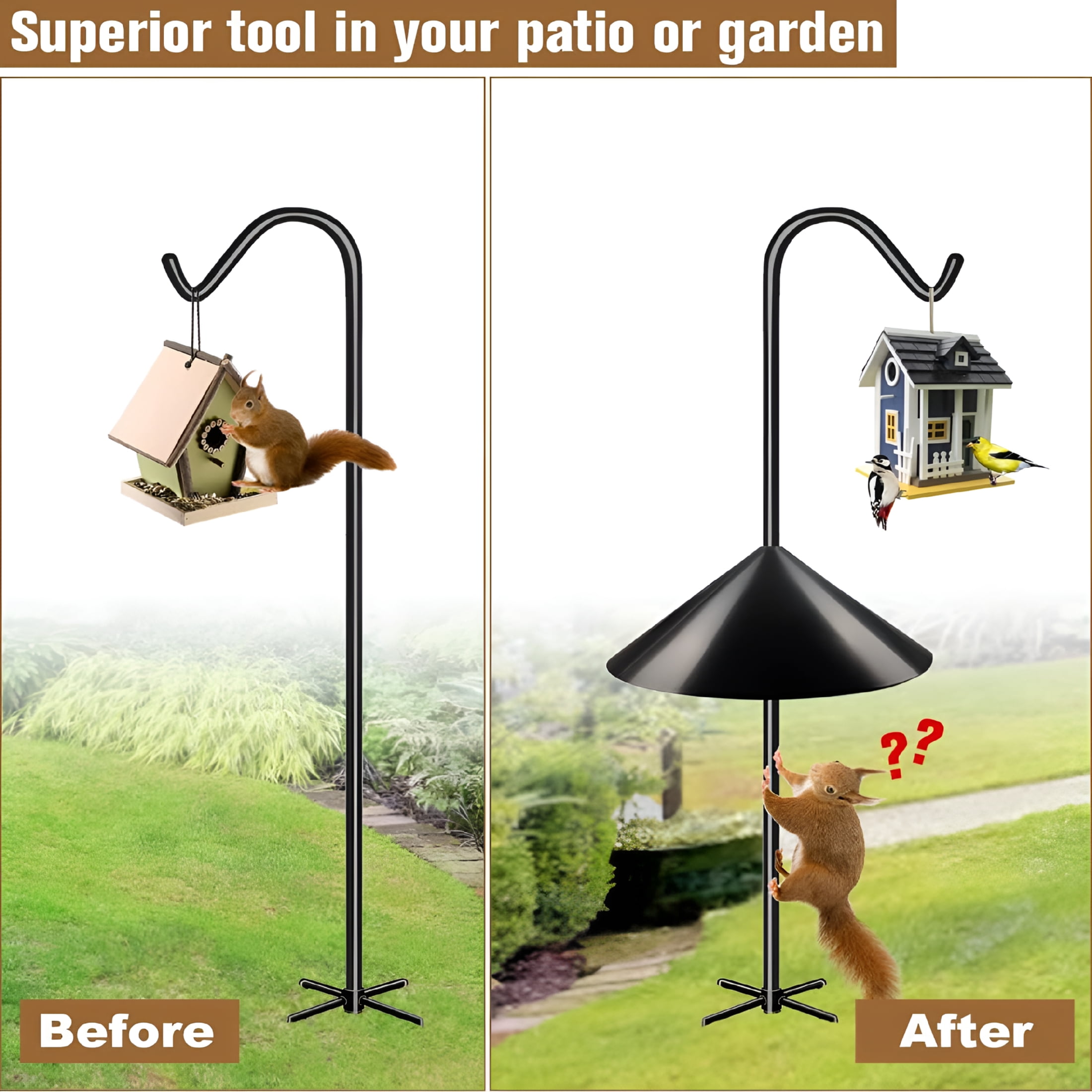 XIBUFE Squirrel Baffle for Bird Feeder Pole,Outside Pole Mount Bird House Guard for Outdoor Shepherd'S Hook,19 Inch Diameter,2 Packs