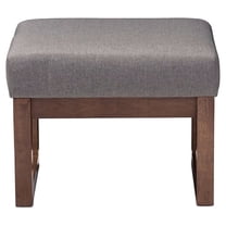 Baxton Studio Yashiya Mid-century Retro Modern Grey Fabric Upholstered Ottoman Stool