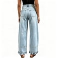 thumbnail image 6 of Dweltoz Women's 2026 High Waist Baggy Wide Leg Jeans Trendy Patchwork Ruffle Hem Boyfriend Casual Denim Fall Long Trousers,Light Blue L, 6 of 7