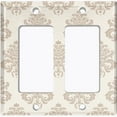 thumbnail image 2 of Metal Light Switch Plate Outlet Cover (Damask Tan - Double Rocker), 2 of 2