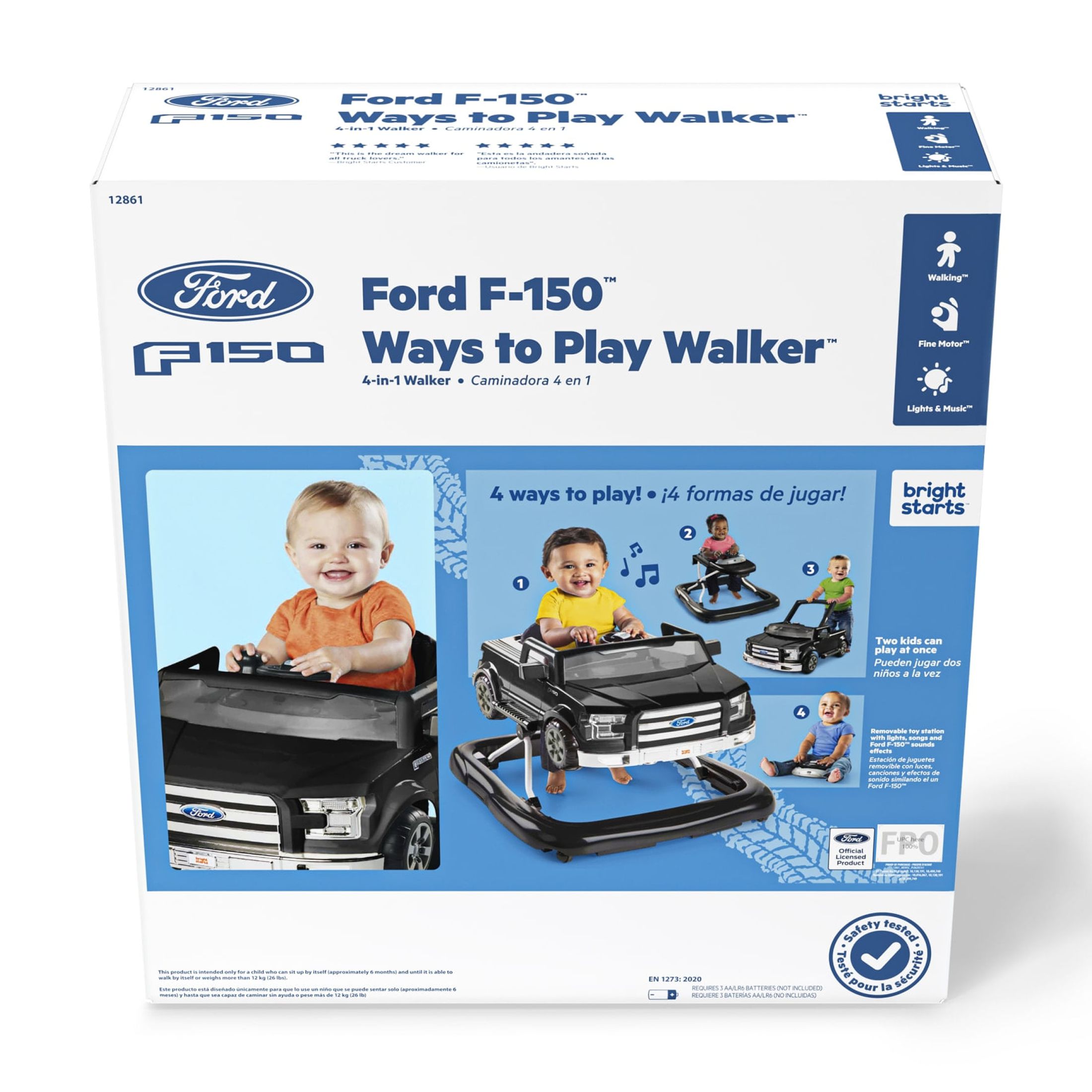 Bright Starts Ford F-150 4-in-1 Baby Walker with Removable Steering Wheel, Black - image 11 of 17