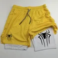 thumbnail image 4 of Pantalones cortos de compresión con estampado de araña para hombre, Shorts de entrenamiento atlético para gimnasio, Y2K, con bolsillos, 5 pulgadas, secado rápido, transpirables, 2 en 1, 4 of 5