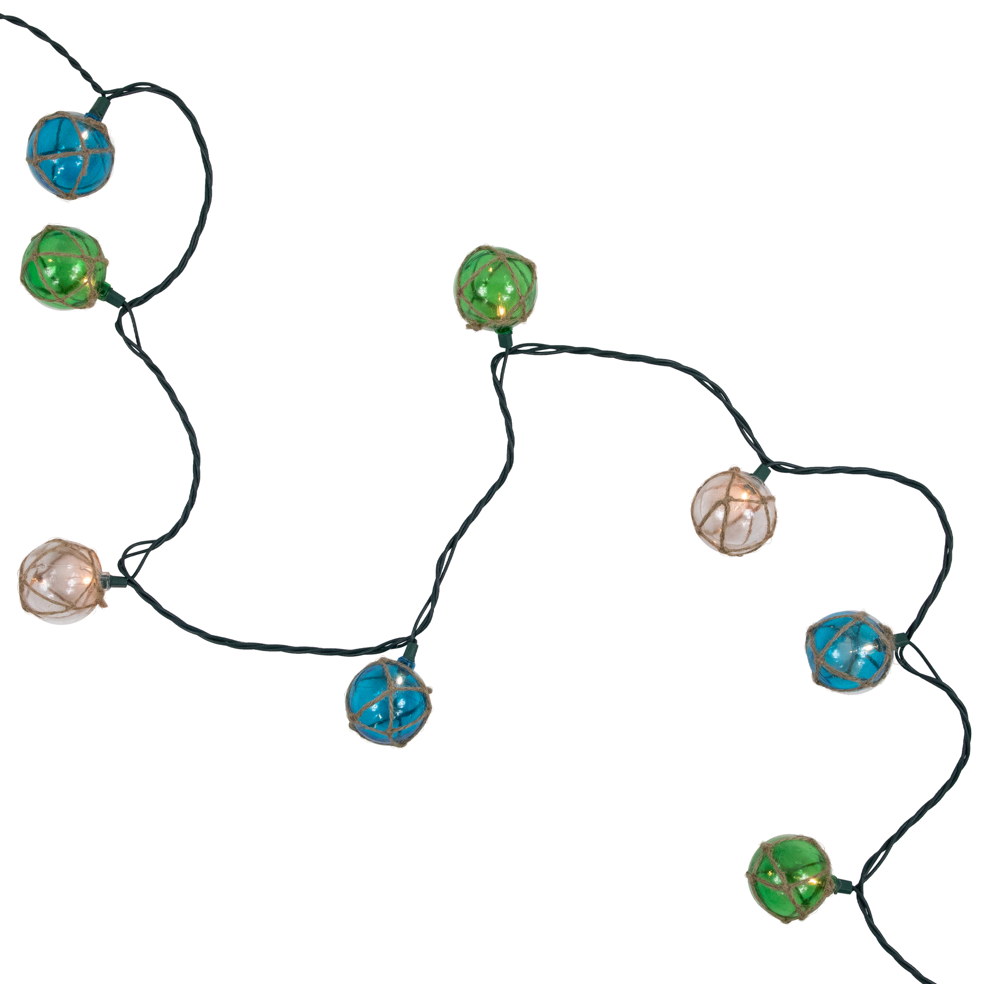 Northlight Jute Wrapped Globe Indoor Outdoor Patio Light Set - Multicolor - 6' Green Wire - 10ct