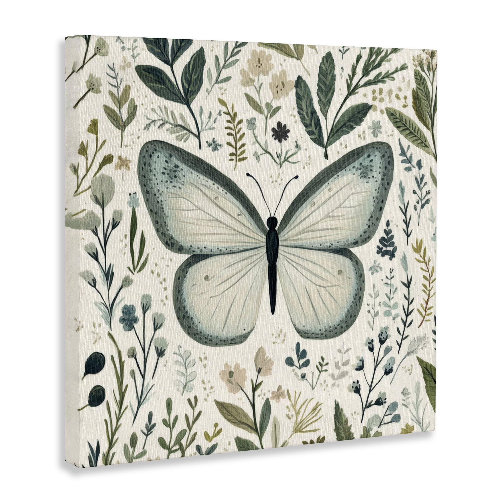 Stupell Industries Dusty Blue Butterfly Botanicals Canvas Wall Art, design by Petal Prints Design