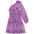 thumbnail image 1 of bar III Vestido de un hombro con volantes para mujer, Púrpura, XS, 1 of 2