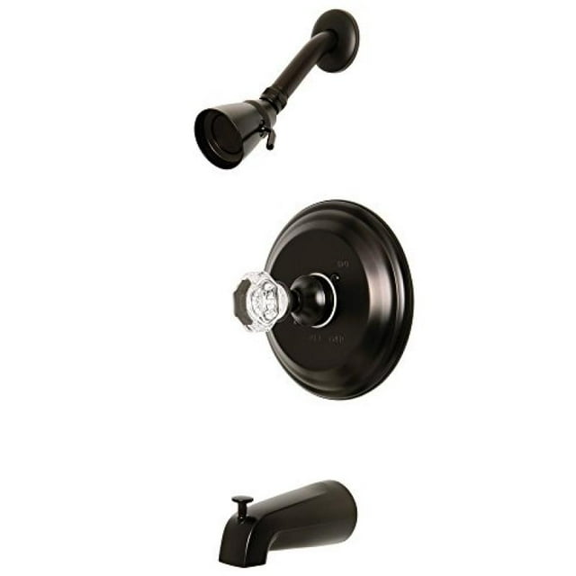 Kingston Brass KB2635WCL Celebrity Tub & Shower Faucet with Octagonal Crystal Knob, Chrome