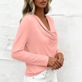 thumbnail image 4 of BLVB Women's Draped Cowl Neck Tops Long Sleeve Stretchy Blouses Dressy Casual Shirts Business Work Office Outfits, 4 of 7