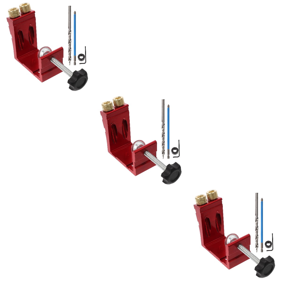 GOOHOCHY 3 Sets Drill Jig Pocket Hole Jig Slanted Hole Opener 9X9CM Red