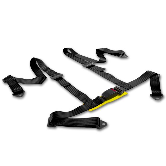 DNA Motoring SB-4P-BK Universal Black Nylon 4-Point Racing Seat Belt Harness & Buckle (Pack of 1)