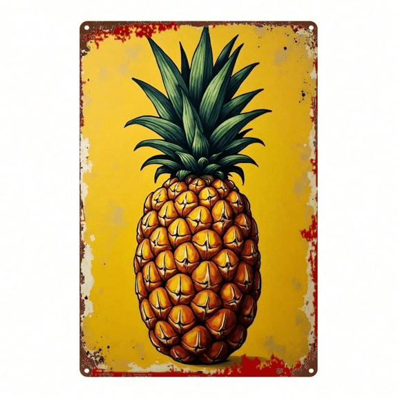 Vintage Pineapple Metal Sign 8x12 Inch, Rustic Waterproof" Wall Plaque, Sign For Living Room Game Room Kids