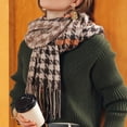 thumbnail image 3 of Bibifish womens Houndstooth Scarf Warm Classic Retro Pattern Fringed Hem Thick Textured Neck Wrap Winter fall outings & Commute Outfits, 3 of 5
