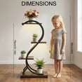 thumbnail image 2 of UNTIMATY 31" x 15" x 35" 4-Tier Black Metal S-Shaped Plant Stand with Grow Lights for Indoor Plants, 2 of 9