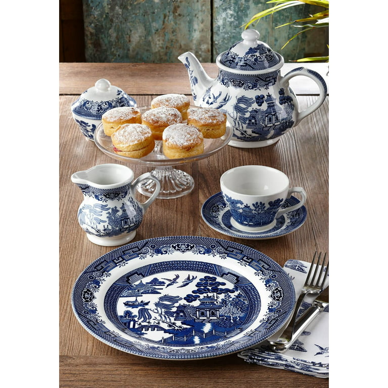 Churchill Blue Willow Plates Bowls Cups 20 Piece Dinnerware Set Made in England