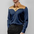 thumbnail image 2 of XDZJLR Men Shirts Fashion Color Combination Long Sleeved Large Size Casual Tee, 2 of 7