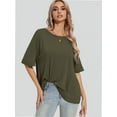 thumbnail image 2 of Oversized T Shirts for Women Short Sleeve Loose Fit Crewneck Summer Tops Casual Basic Rolled Sleeves Tee Shirt, 2 of 6