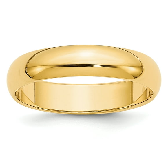 Bague de Mariage Demi-Ronde en Or Jaune 14k Massif Poli Gravable 5mm Taille 12 Bijoux Cadeaux pour Femmes