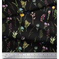 thumbnail image 2 of Soimoi Black Cotton Duck Fabric Wildflower & Leaves Print Sewing Fabric BTY 42 Inch Wide, 2 of 3