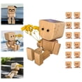 thumbnail image 4 of Shaking Feet Wooden Man Figurine with 12 Magnetic Faces, Handmade Desk & Car Dashboard Decor for Office, Valentine's Gift Idea (Flowers Style), 4 of 5