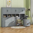 thumbnail image 3 of BEBPILOO Twin Size Murphy Bed Wall Bed with Closet , Drawers & Desk-Gray, 3 of 13