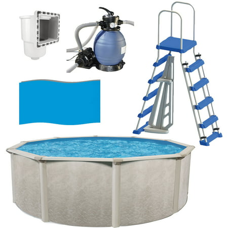 Phoenix 18ft x 52in Above Ground Pool with Sand Filter, Ladder, Liner +