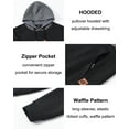 thumbnail image 3 of Men's Pullover Hoodies Plaid Jacquard with Zipper Kanga Pockets Color Block Long Sleeve Drawstring Casual Hooded Sweatshirt Black L, 3 of 8