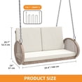 thumbnail image 4 of Craftian 2-Person Hanging Outdoor Patio Porch Swing Bench with Cushions - Beige, 4 of 10