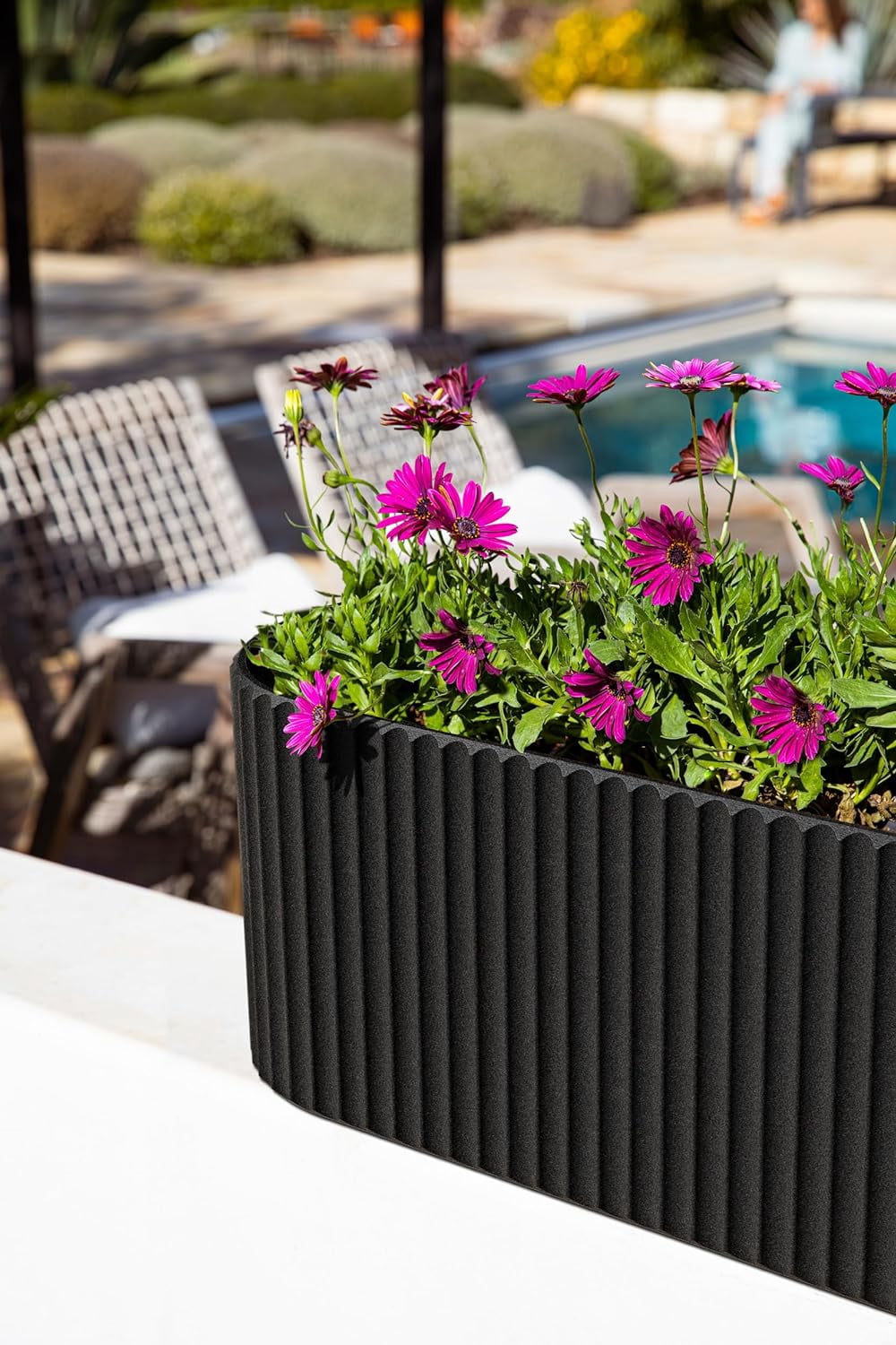 JessieMal Demi Series Window Box Planter - Long Planter Box for Windowsill/Balcony | Durable Plastic-Stone Composite Material | Modern Décor for Flowers/Herbs
