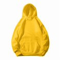 thumbnail image 4 of Women's Pullover Hoodies Fashion Solid Color Long Sleeve Fall Tops Crewneck Casual Sweatshirt Drawstring Comfy Tops with Pockets, 4 of 7