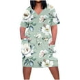 thumbnail image 2 of Plus Size Dress For Women V Neck Summer Printing Casual Sundresses Pocket Knee Short Sleeve With Pockets, 2 of 5