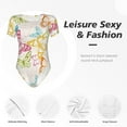 thumbnail image 4 of Balery Retro Colorful Butterfly Body de cuello redondo de manga corta para mujer Tops de manga corta Tops básicos-Large, 4 of 7