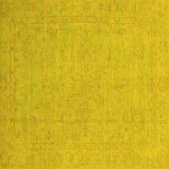 Ahgly Company Indoor Square Oriental Yellow Traditional Area Rugs, 3' Square