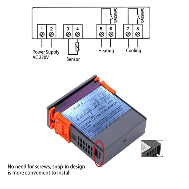 Digital Temperature Controller, Wide Measuring Range Large Clear Display Digital Heat Mat Thermostat Controller Thermostat Monitor
