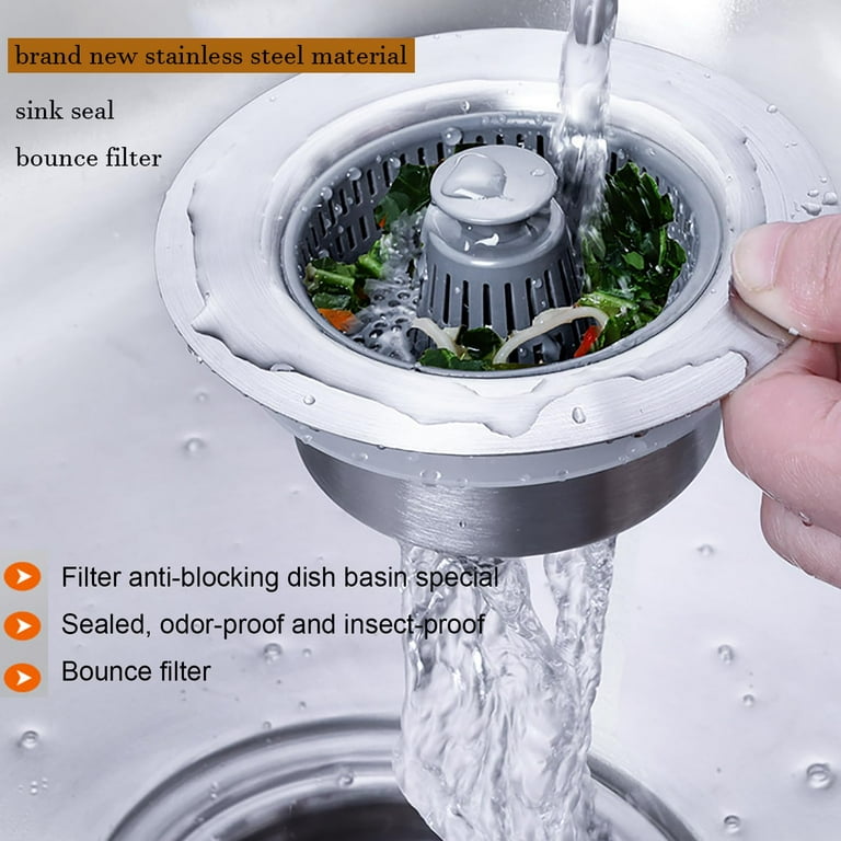 3-in-1 Stainless Steel Sink Aid, Kitchen Sink Drain Strainer, Stainless  Steel Kitchen Sink Stopper, Sink Stopper Kitchen Drain, Kitchen Sink Drain